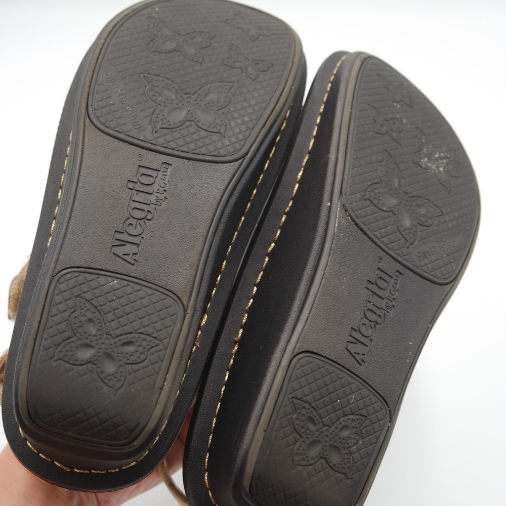 Alegria Verona Tan Embossed Leather Platform Comfort Sandals Women Size 6 EU 36 - Picture 8 of 10